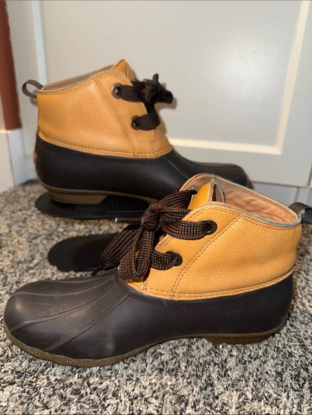 Sperry Saltwater Duck Boots Women’s Size 9 Tan Leather Brown Waterproof